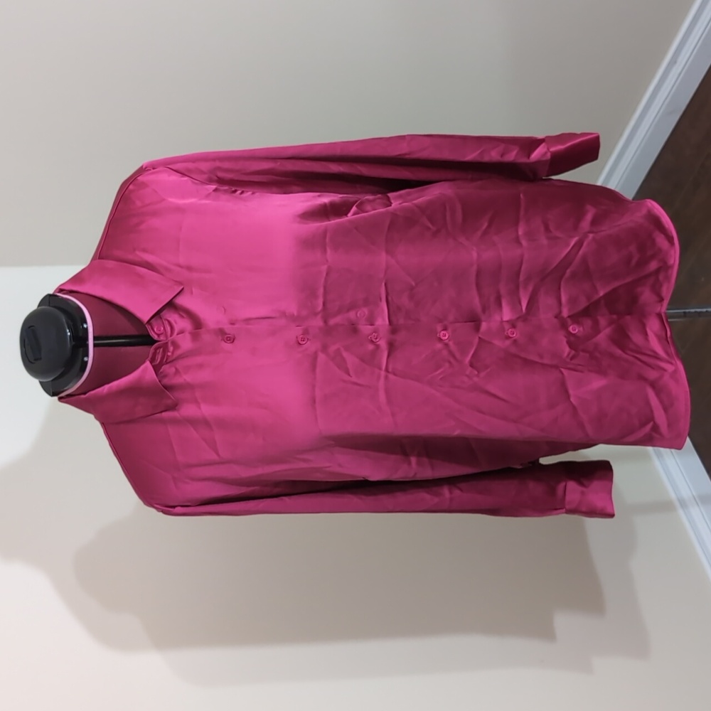 Joe Fresh| Hot Pink Long Sleeve Button Up Blouse Some Recycled Materials